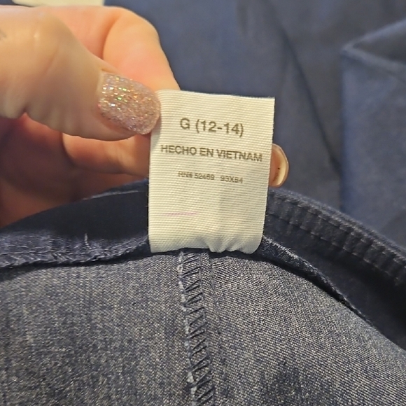 Like New Time and Tru Veey Stretchy Elastic Waistband Dark Blue Denim Shorts Lg - Picture 6 of 8